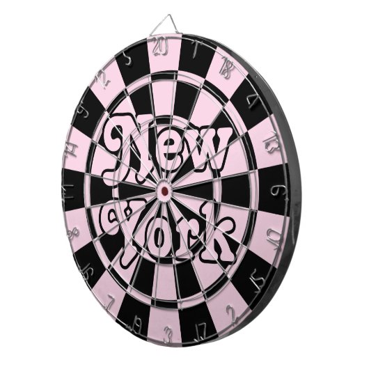 NEW YORK Retro Modernes, helles Rosa und Schwarz Dartscheibe (Vorderseite rechts)