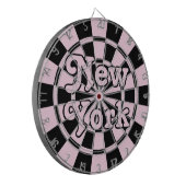 NEW YORK Retro Modernes, helles Rosa und Schwarz Dartscheibe (Vorderseite Links)