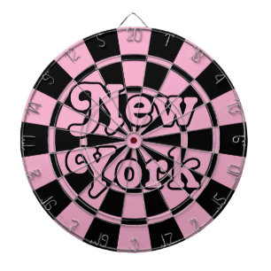 NEW YORK Retro Modernes Rosa und Schwarz Dartscheibe