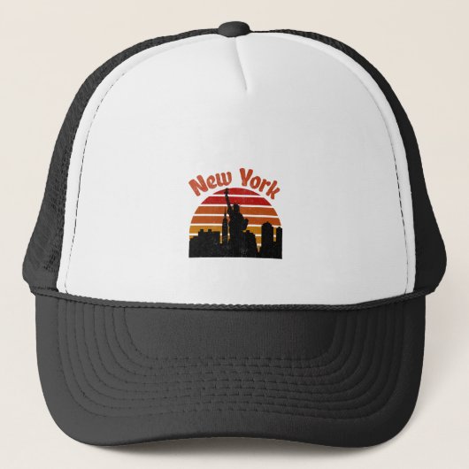 New York Retro Skyline Truckerkappe (Vorderseite)