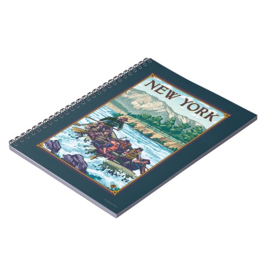 New York River Rafting Scene Notizblock (Linke Seite)