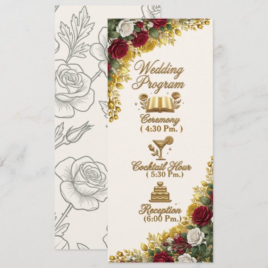 New York Rose Hochzeitsprogrammkarte Programm (Vorne/Hinten)