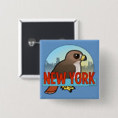 New York Rot-band Falken an Button (Vorne & Hinten)