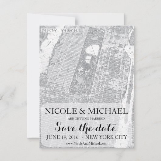 New York Save the Date - Vintage Karte (Vorderseite)