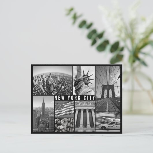 New York Schwarz-Weiß Postkarte (Stehend Vorderseite)