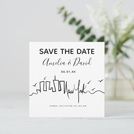 New York Script Zeichne Save the Date (Stehend Vorderseite)