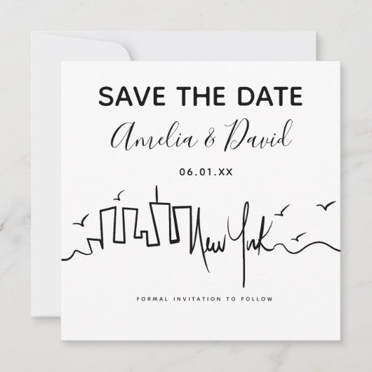 New York Script Zeichne Save the Date (Vorderseite)