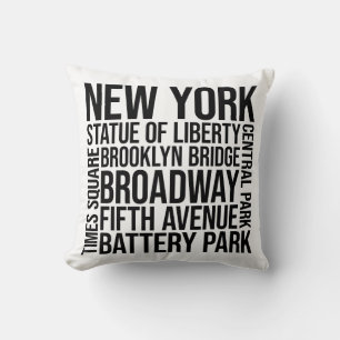 New York Sehenswürdigkeiten Typografie - USA Word Kissen