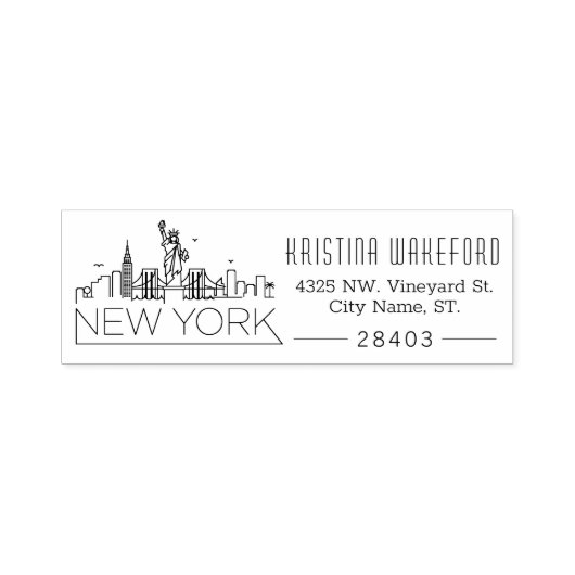 New York | Selbstfarbige Briefmarke der benutzerde Permastempel (Design)