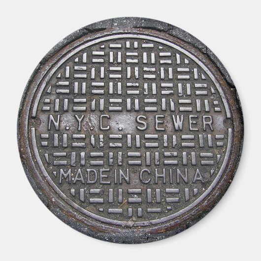 New York Sewer Cover & Asphalt Foto Magnet (Vorne)