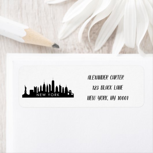 New York Skylin Silhouette Black Elegante Script (Insitu)