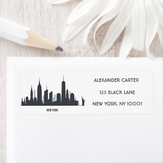 New York Skylin Silhouette Black Elegante Script (Insitu)