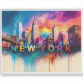 New York Skyline Abstrakt Art Aufkleber (Vorderseite)