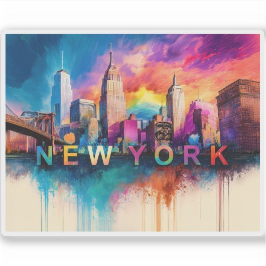 New York Skyline Abstrakt Art Aufkleber (Vorderseite)