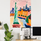 New York Skyline and Liberty in Fauvist Artistic Poster (Heimbüro)
