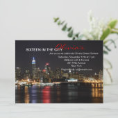 New York Skyline bei Nacht Einladung (Stehend Vorderseite)