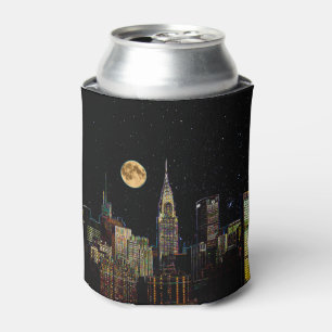 New York Skyline bei Nacht mit Vollmond Dosenkühler