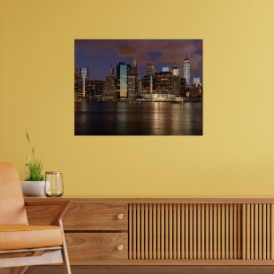 New York Skyline bei Nacht Poster