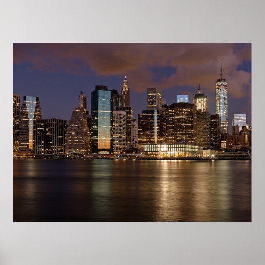 New York Skyline bei Nacht Poster (Vorne)