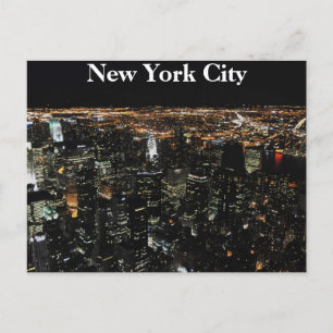 New York Skyline bei Nacht Postkarte