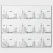 New York Skyline Black Big Apple Modern City Geschenkpapier (Flach)