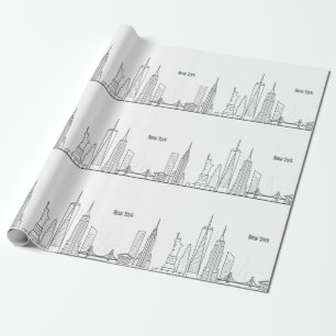 New York Skyline Black Big Apple Modern City Geschenkpapier
