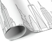 New York Skyline Black Big Apple Modern City Geschenkpapier (Rolleneckpunkt)