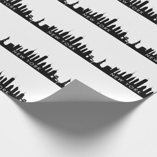 New York Skyline Black Big Apple Modern City Wrapp Geschenkpapier (Ecke)