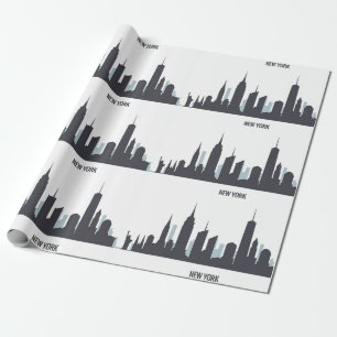New York Skyline Black Big Apple Modern City Wrapp Geschenkpapier
