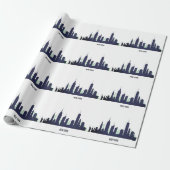 New York Skyline Blue Big Apple Modern City Geschenkpapier (Ungerollt)