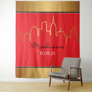 NEW YORK SKYLINE BROADWAY Foto-Op Hintergrund Wandteppich