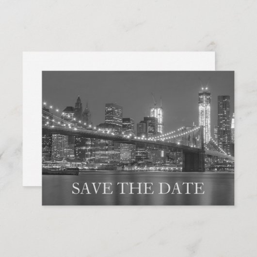 New York Skyline Brooklyn Wedding Save the Date Einladung (Vorne/Hinten)