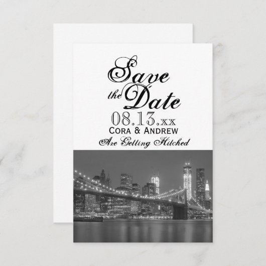 New York Skyline Brooklyn Wedding Save the Date Einladung (Vorne/Hinten)