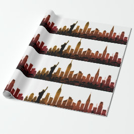 New York Skyline Brown Big Apple Modern City Geschenkpapier