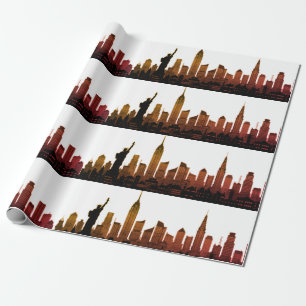 New York Skyline Brown Big Apple Modern City Geschenkpapier