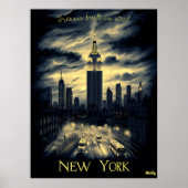 New York Skyline - Charcoal Monochrome Art - Urban Poster (Vorne)
