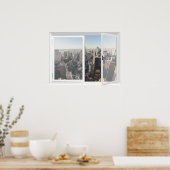 New York Skyline City View Fake Window Poster (Küche)
