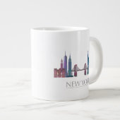 New York Skyline Colored Gebäude Jumbo-Tasse (Vorderseite Rechts)