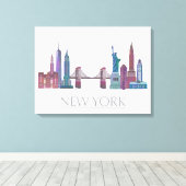New York Skyline Colored Gebäude Leinwanddruck (Insitu (Holzboden))