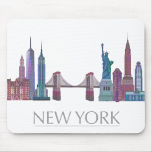 New York Skyline Colored Gebäude Mousepad