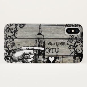 New York Skyline Damask Barn Wood Vines Case-Mate iPhone Hülle