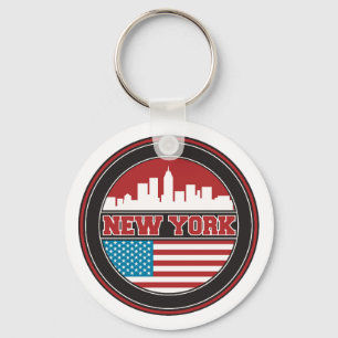 New York Skyline Flagge der Vereinigten Staaten Schlüsselanhänger
