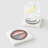 New York Skyline| Flagge der Vereinigten Staaten Steinuntersetzer (Seitenansicht)