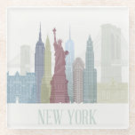 New York Skyline Glasuntersetzer<br><div class="desc">New York Skyline von Fab Funky. Hier finden Sie eine Sammlung von bekannten New Yorker Sehenswürdigkeiten in gedämpften Farbtönen.</div>