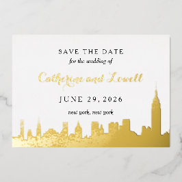 New York Skyline Gold Foil Save the Date Folieneinladung