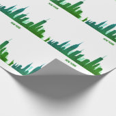 New York Skyline Green Big Apple Modern City Geschenkpapier (Ecke)