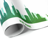 New York Skyline Green Big Apple Modern City Geschenkpapier (Rolleneckpunkt)