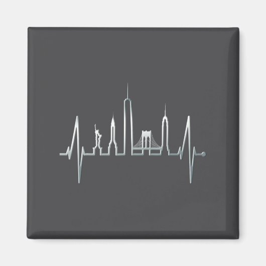 New York Skyline Heartbeat Love Statue Of Liberty Magnet (Vorne)