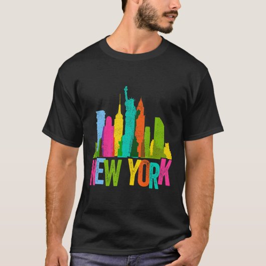 New York Skyline Heartbeat Statue of Liberty Liebe T-Shirt (Vorderseite)