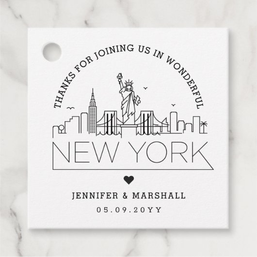 New York Skyline | Hochzeit Begrüßung Geschenkanhänger (Vorderseite)